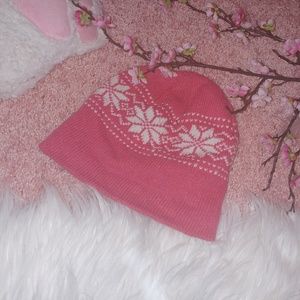 Kawaii Winter Snowflake Pink Knit Fleece Cap